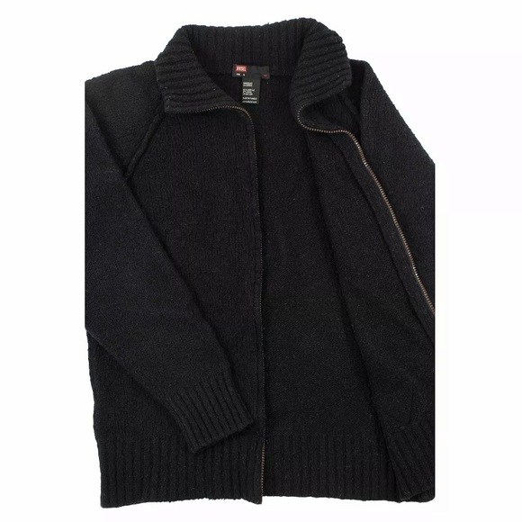 Diesel Black Acrylic Wool Ribbed Piped 